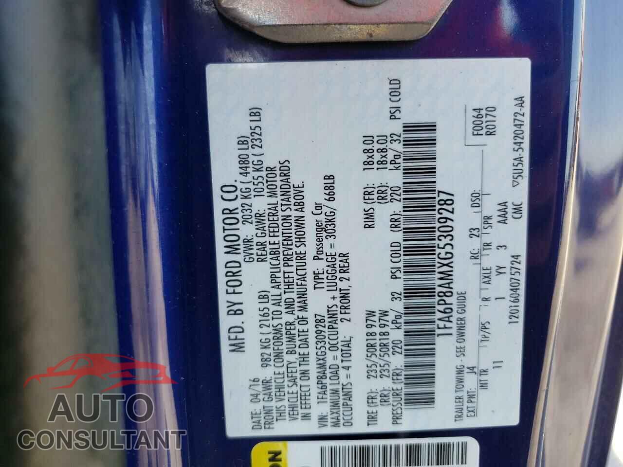 FORD MUSTANG 2016 - 1FA6P8AMXG5309287