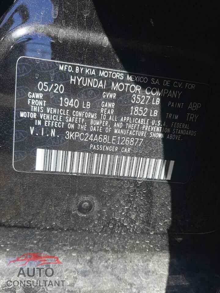 HYUNDAI ACCENT 2020 - 3KPC24A68LE126877