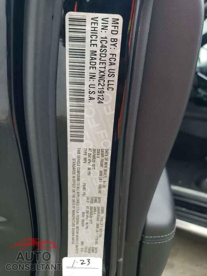 DODGE DURANGO 2022 - 1C4SDJETXNC219124