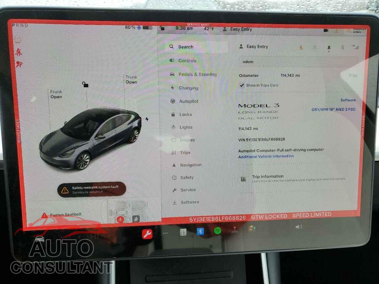 TESLA MODEL 3 2020 - 5YJ3E1EB6LF668826