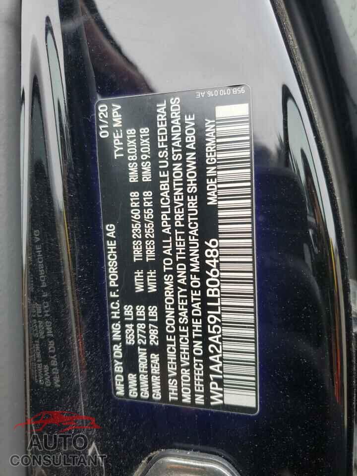 PORSCHE MACAN 2020 - WP1AA2A59LLB06486