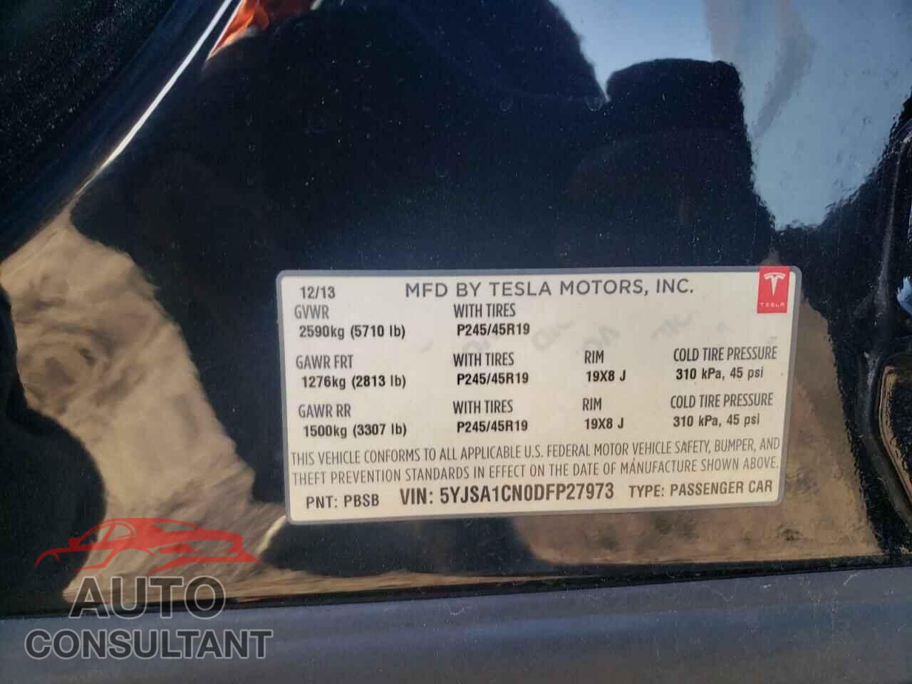 TESLA MODEL S 2013 - 5YJSA1CN0DFP27973