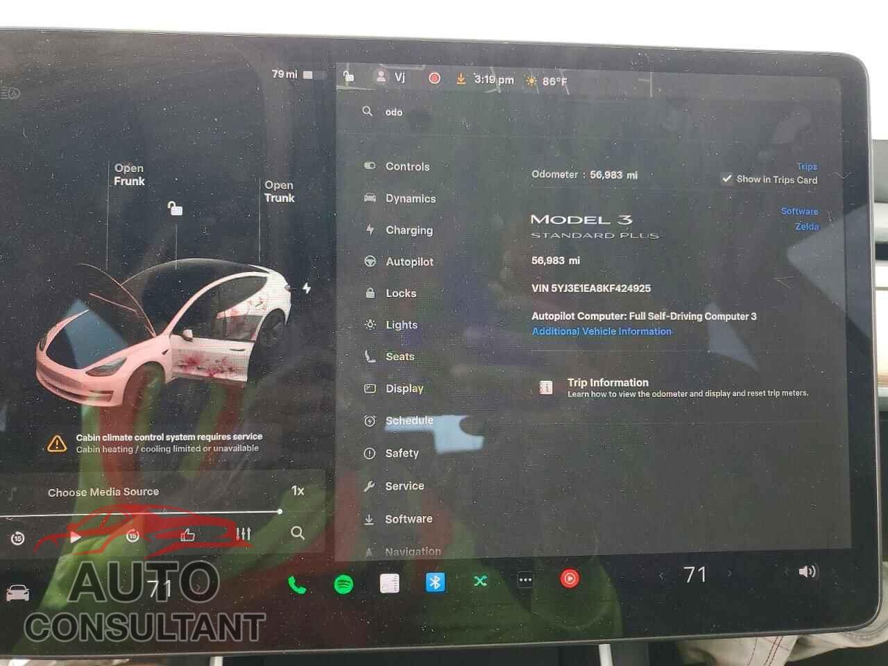 TESLA MODEL 3 2019 - 5YJ3E1EA8KF424925