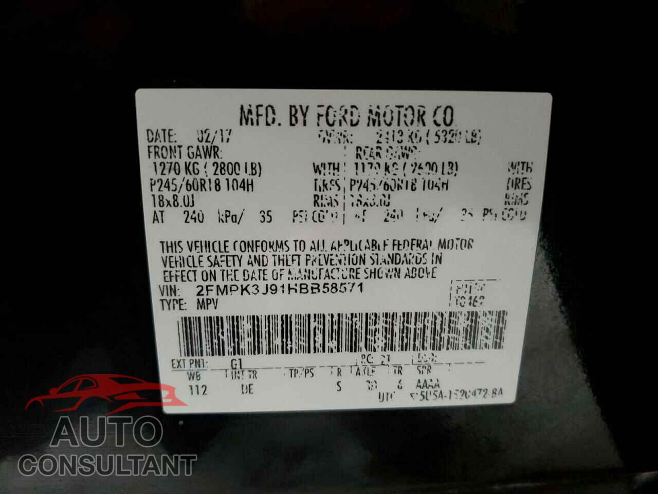FORD EDGE 2017 - 2FMPK3J91HBB58571