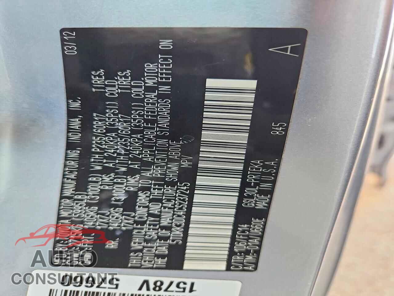 TOYOTA All Models 2012 - 5TDKK3DC4CS237245