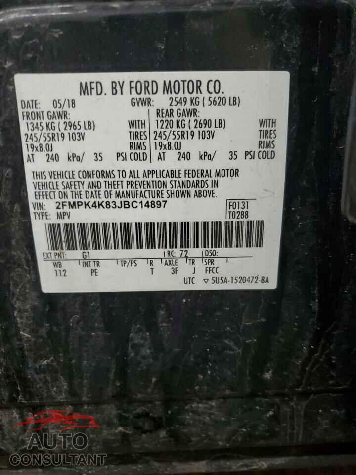FORD EDGE 2018 - 2FMPK4K83JBC14897
