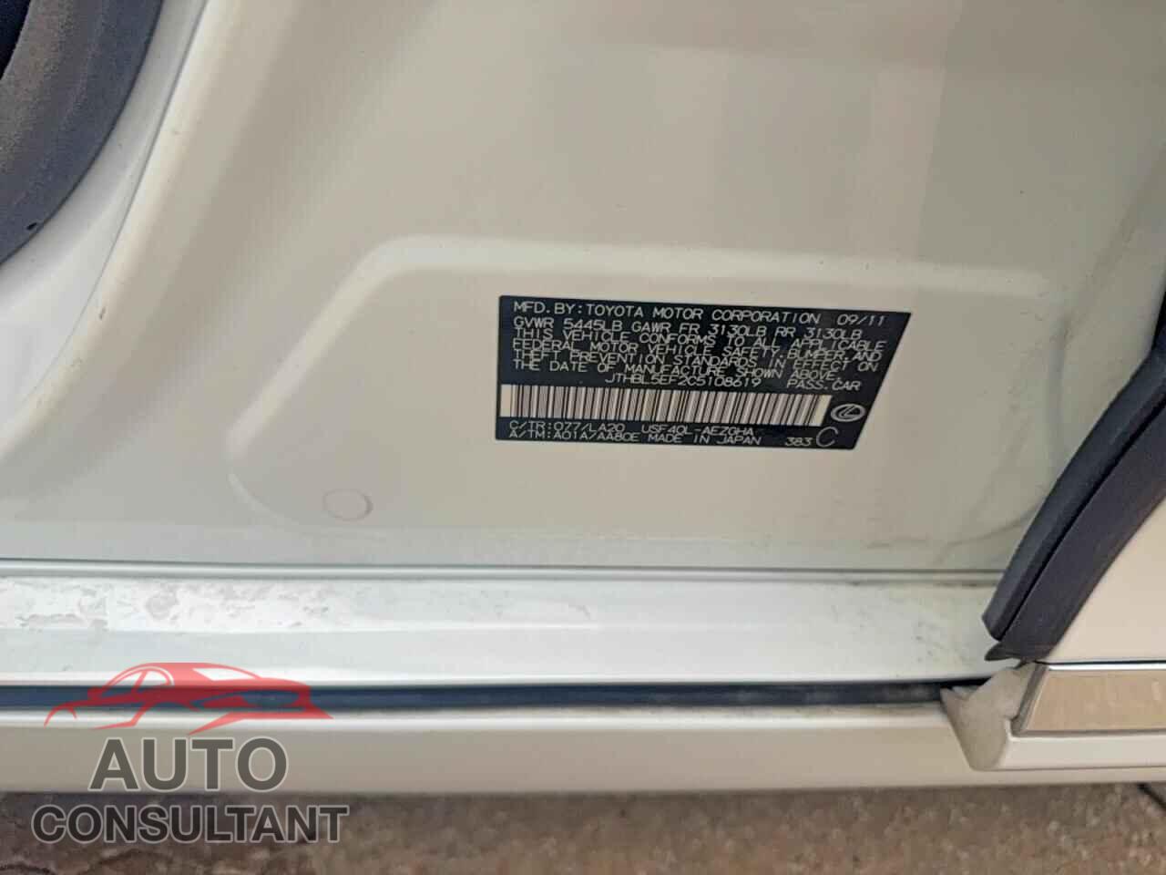 LEXUS LS500 2012 - JTHBL5EF2C5108619