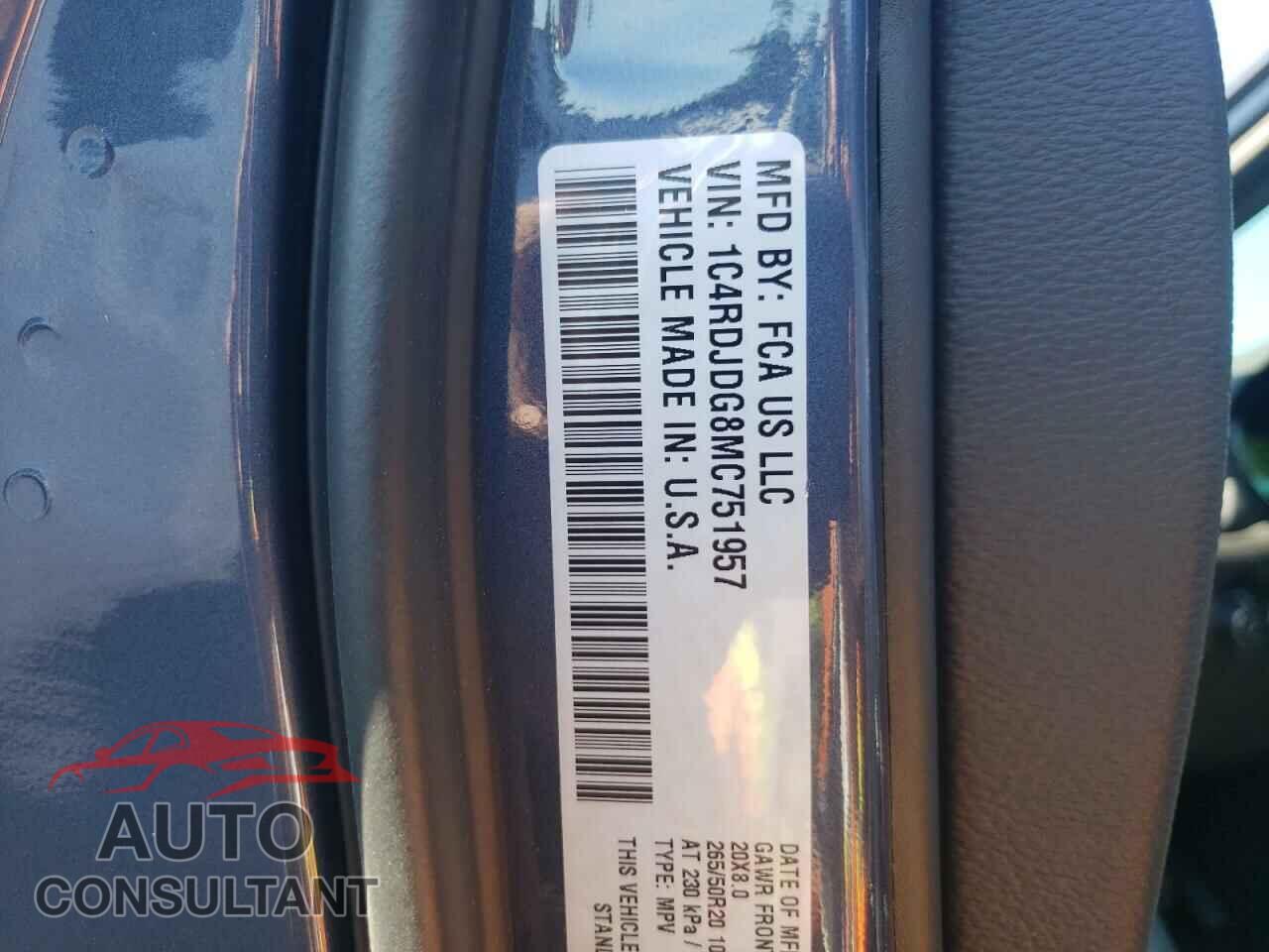 DODGE DURANGO 2021 - 1C4RDJDG8MC751957