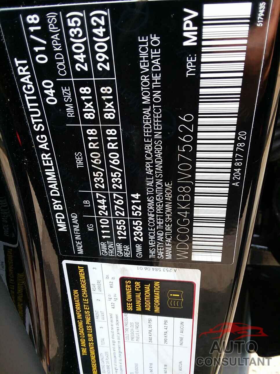 MERCEDES-BENZ GLC 300 4MATIC 2018 - WDC0G4KB8JV075626
