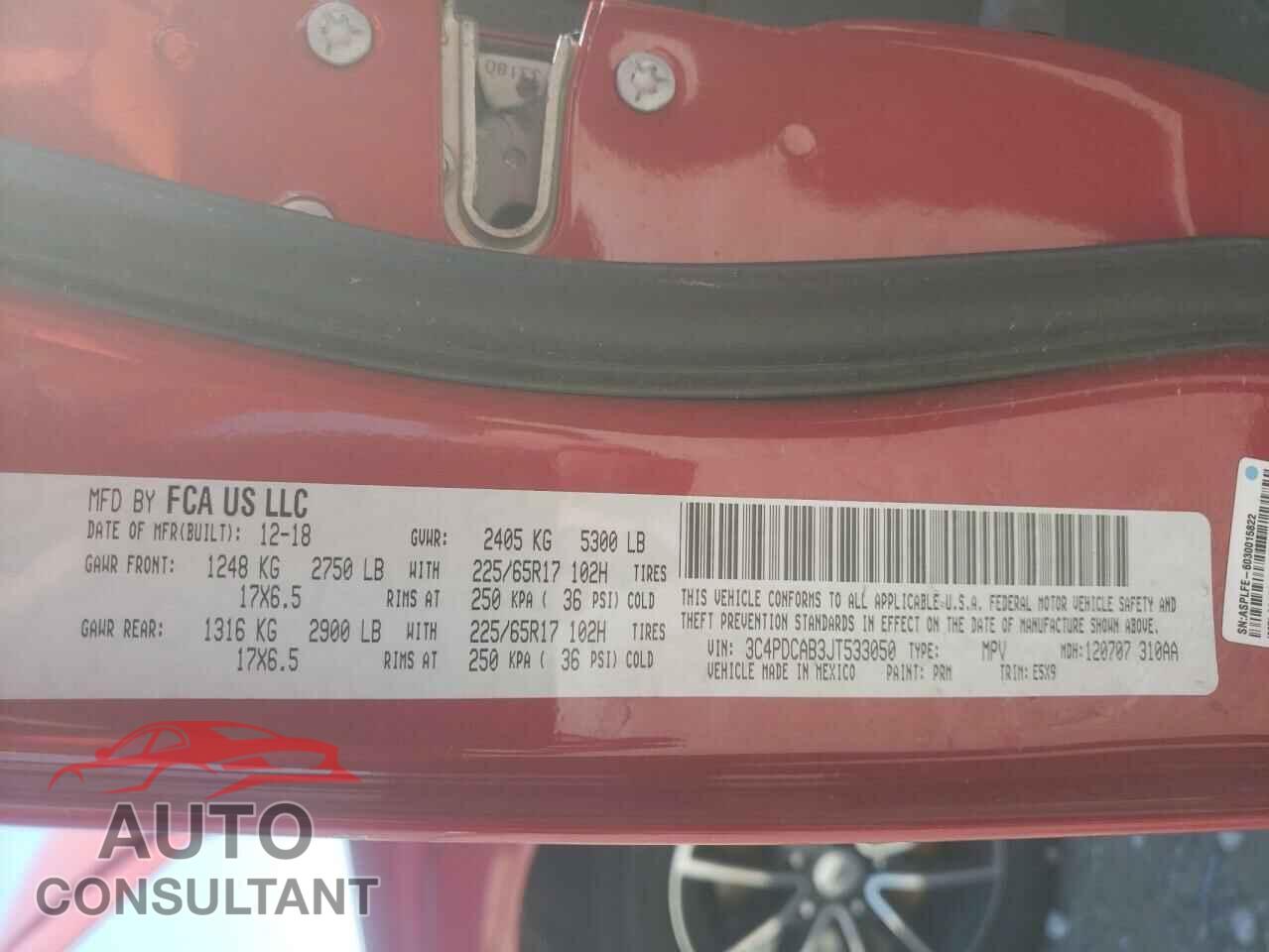 DODGE JOURNEY 2018 - 3C4PDCAB3JT533050