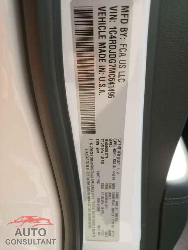 DODGE DURANGO 2021 - 1C4RDJDG7MC641496