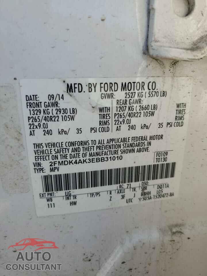 FORD EDGE 2014 - 2FMDK4AK3EBB31010