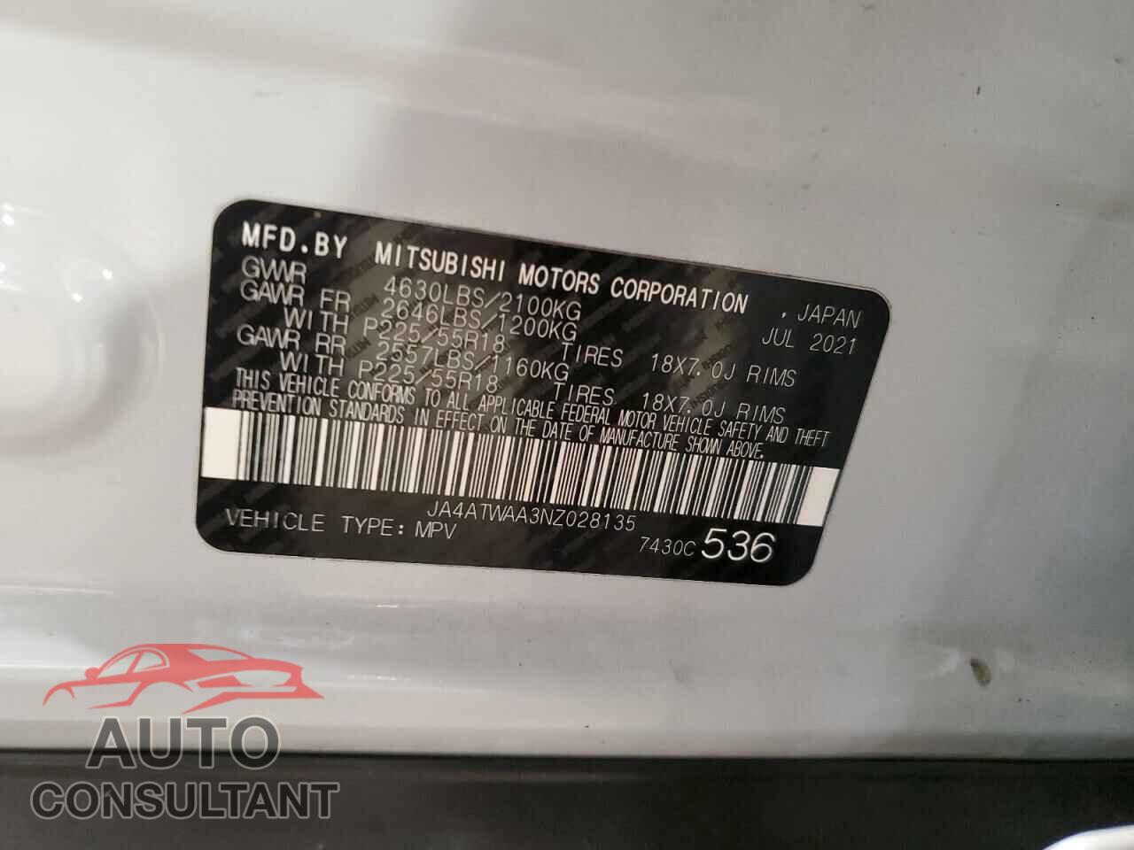 MITSUBISHI ECLIPSE 2022 - JA4ATWAA3NZ028135