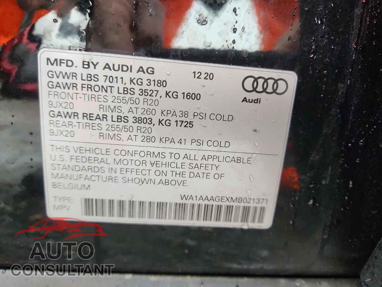 AUDI E-TRON 2021 - WA1AAAGEXMB021371