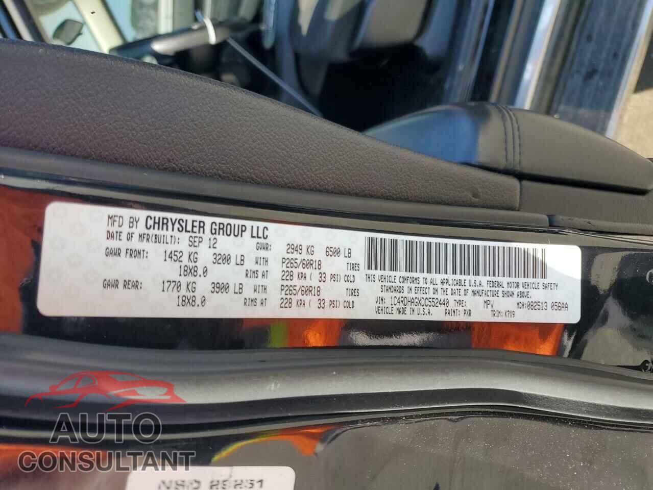 DODGE DURANGO 2013 - 1C4RDHAGXDC552440