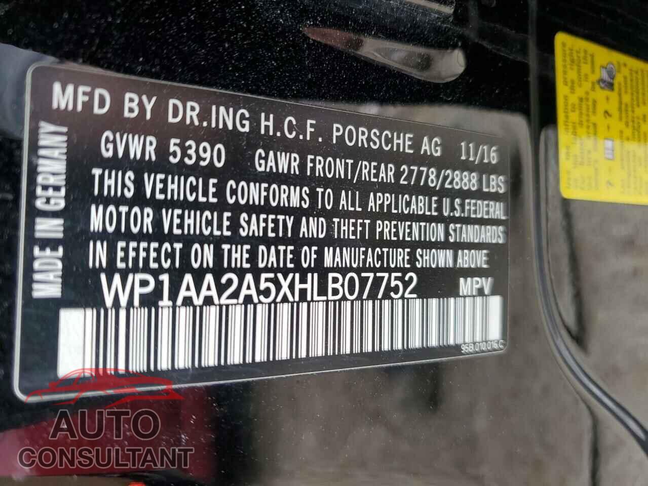 PORSCHE MACAN 2017 - WP1AA2A5XHLB07752