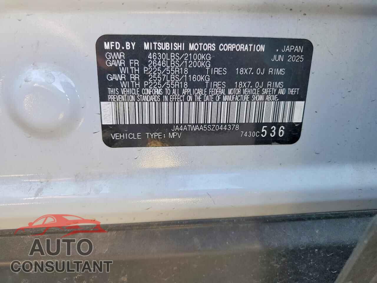 MITSUBISHI ECLIPSE 2025 - JA4ATWAA5SZ044378