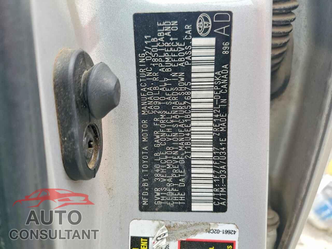TOYOTA COROLLA 2011 - 2T1BU4EE1BC576875