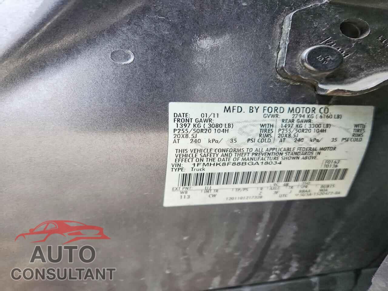 FORD EXPLORER 2011 - 1FMHK8F88BGA18034