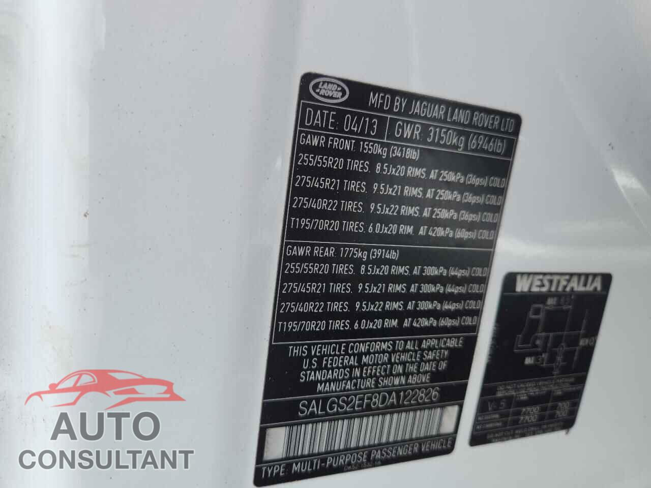 LAND ROVER RANGEROVER 2013 - SALGS2EF8DA122826