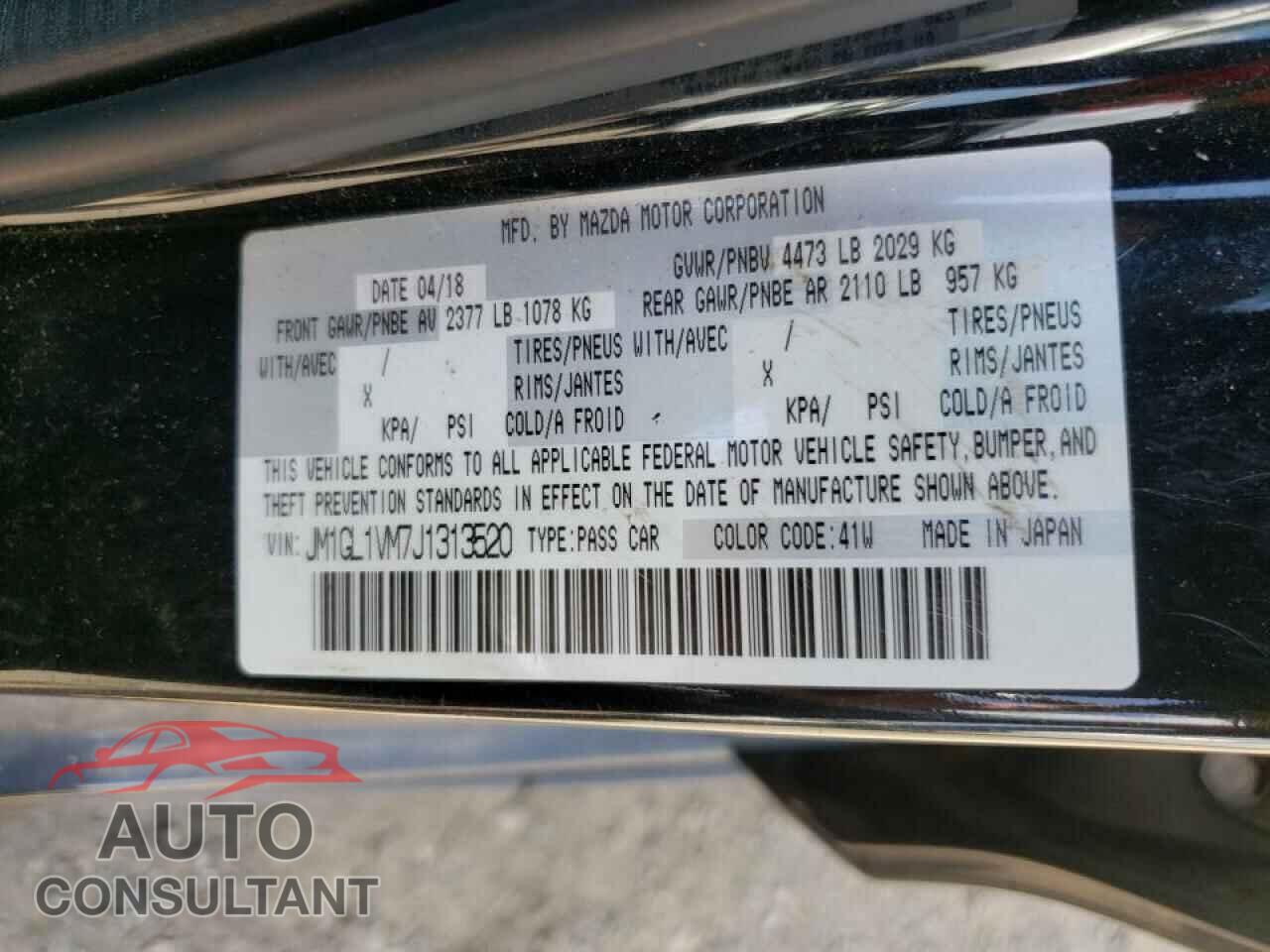 MAZDA 6 2018 - JM1GL1VM7J1313520