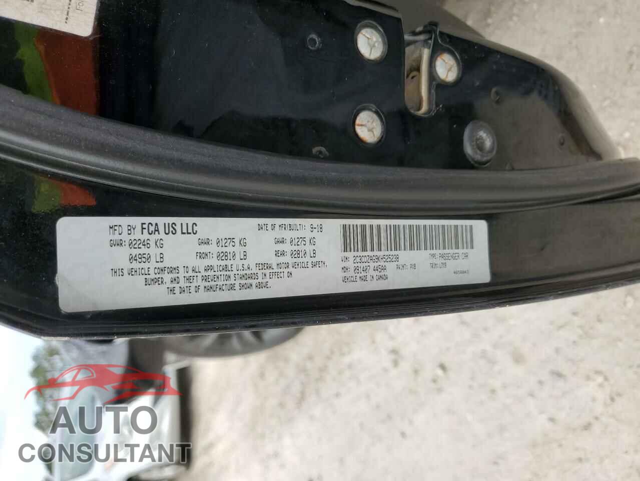 DODGE CHALLENGER 2019 - 2C3CDZAG9KH525238