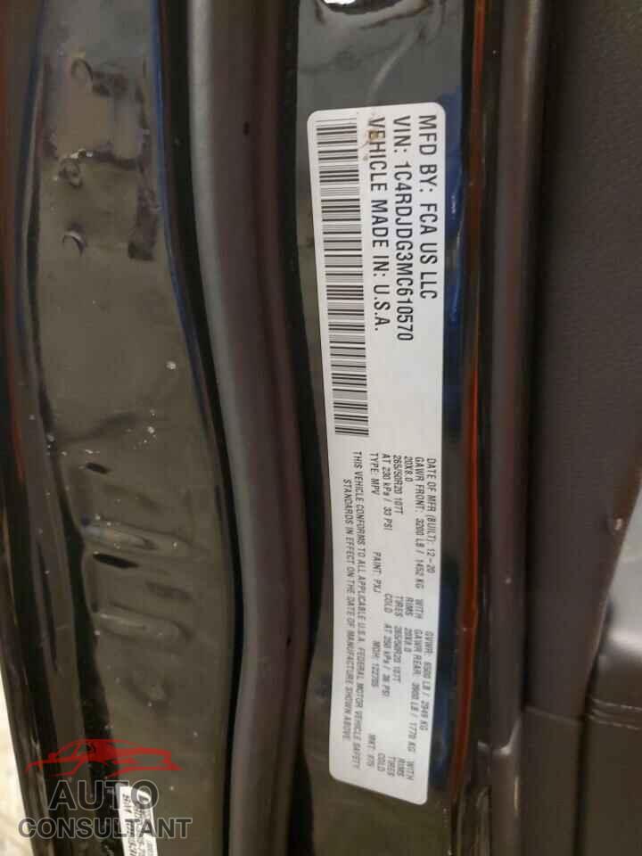 DODGE DURANGO 2021 - 1C4RDJDG3MC610570