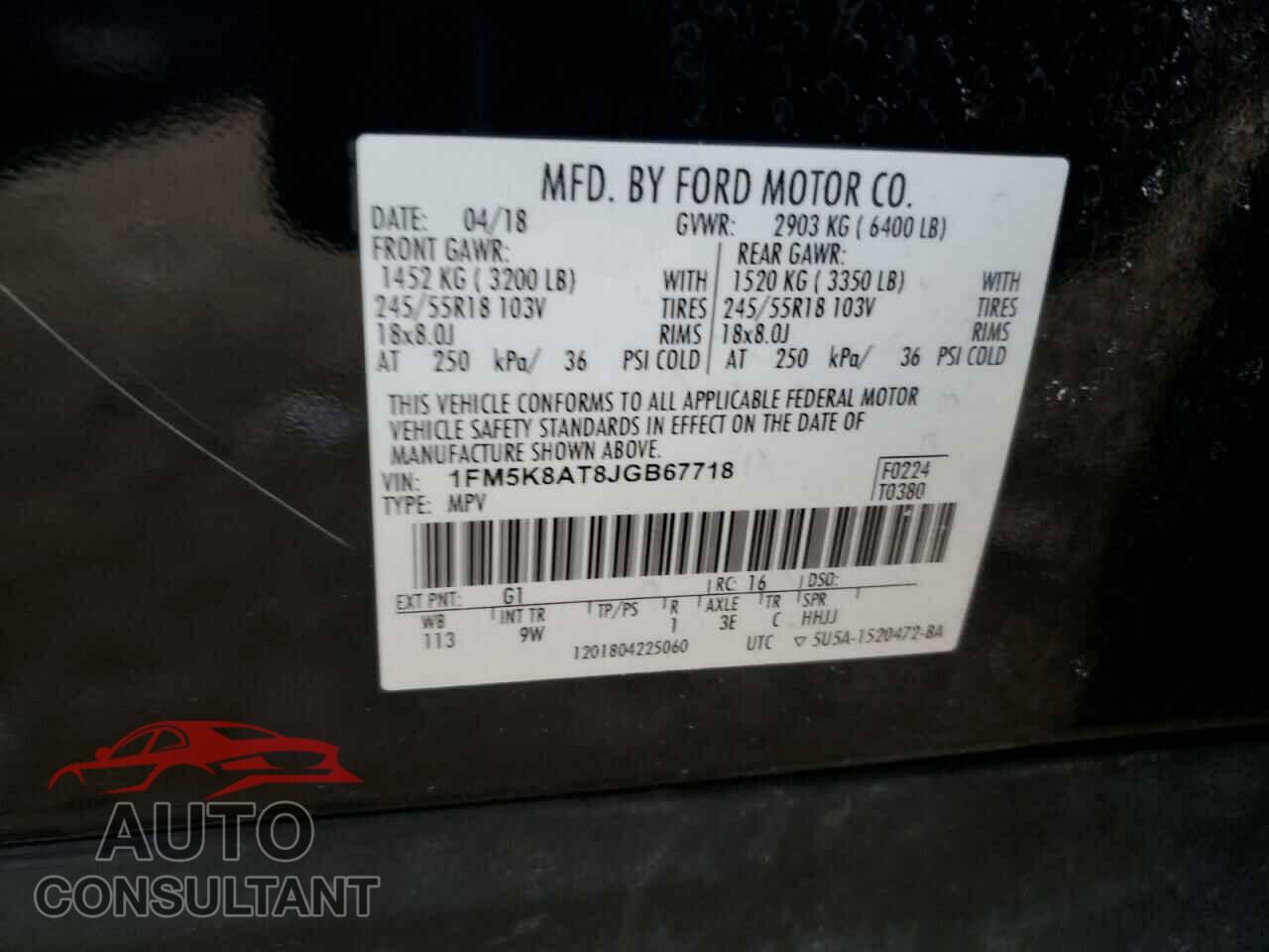 FORD EXPLORER 2018 - 1FM5K8AT8JGB67718