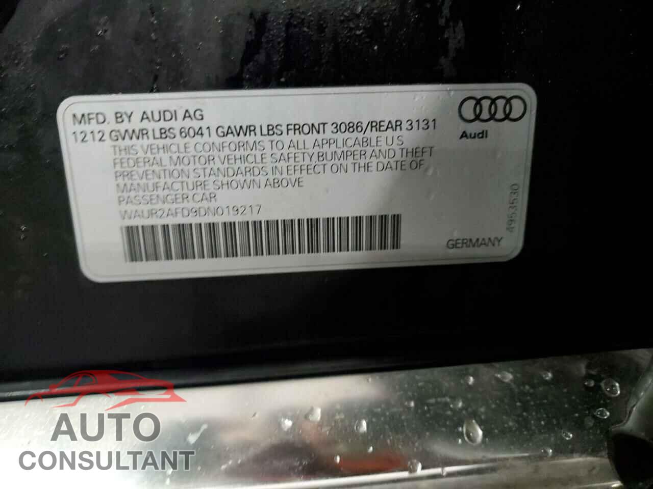 AUDI A8 2013 - WAUR2AFD9DN019217