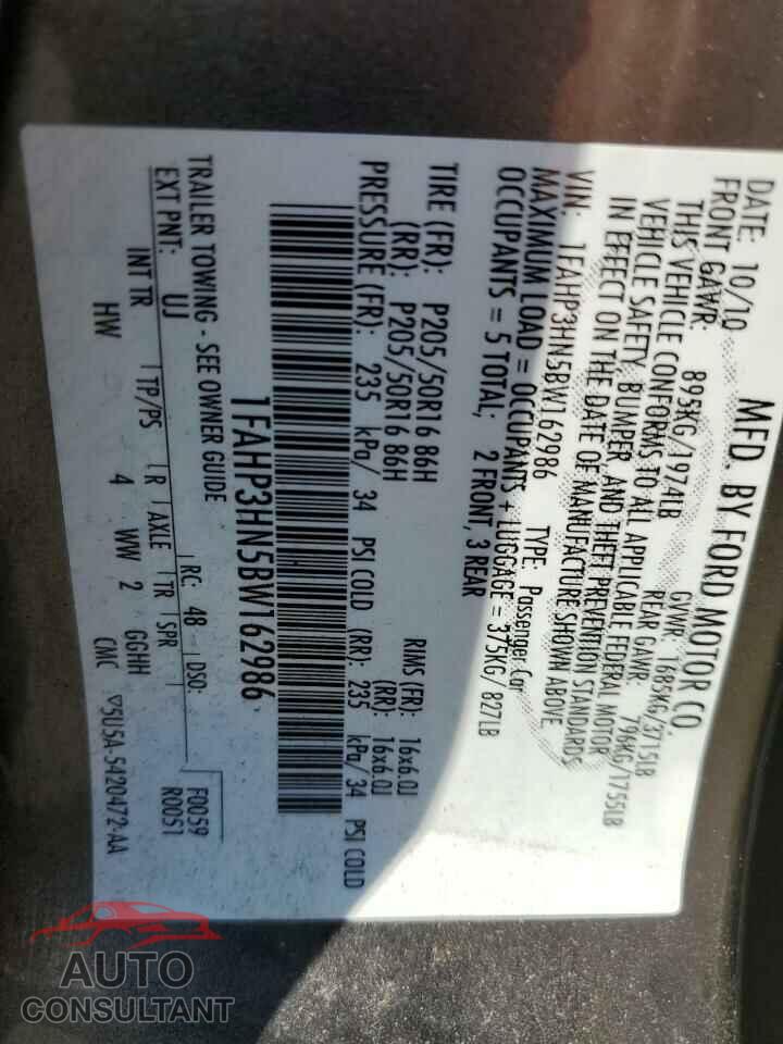 FORD FOCUS 2011 - 1FAHP3HN5BW162986