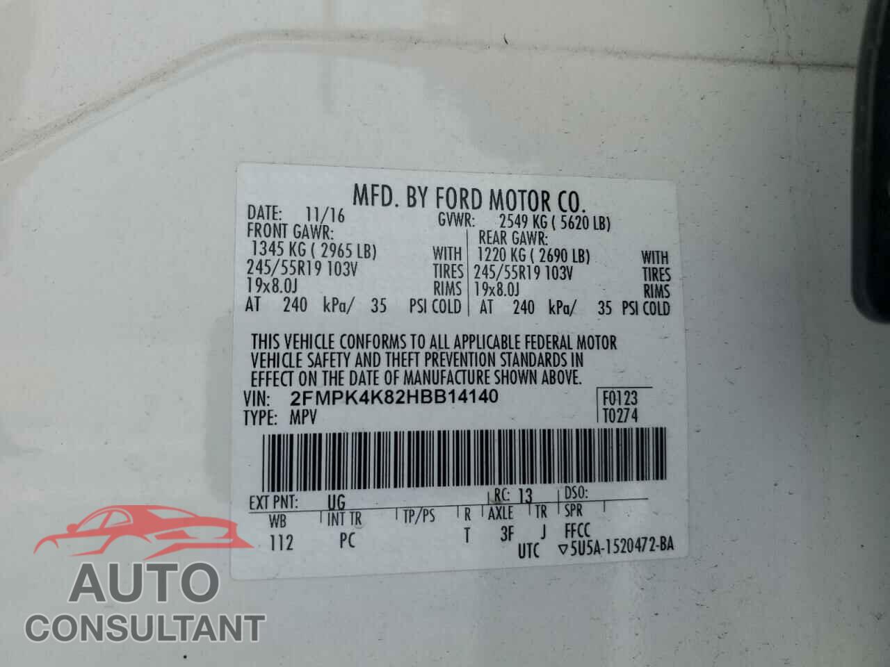 FORD EDGE 2017 - 2FMPK4K82HBB14140