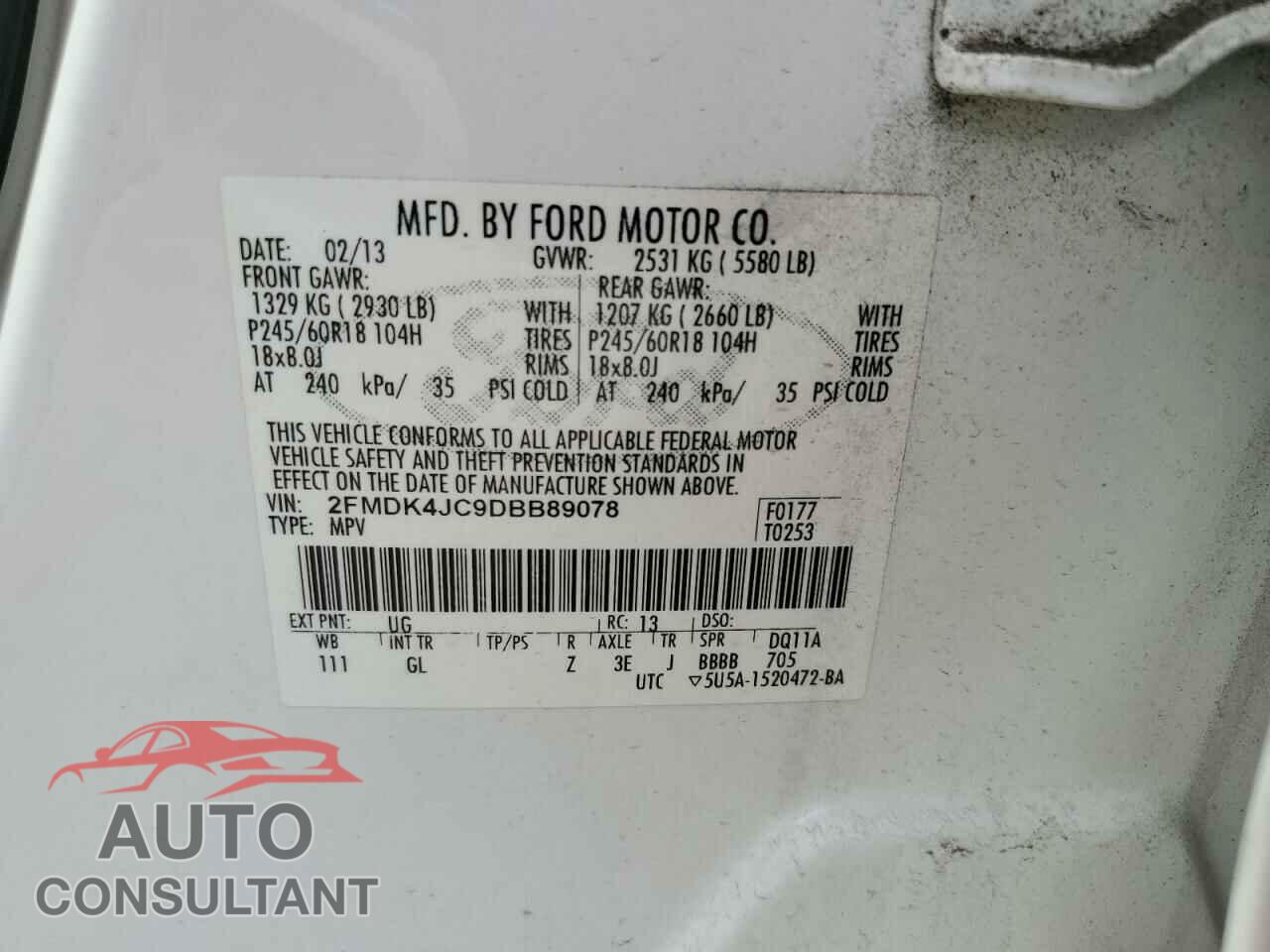 FORD EDGE 2013 - 2FMDK4JC9DBB89078
