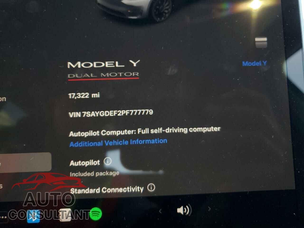 TESLA MODEL Y 2023 - 7SAYGDEF2PF777779