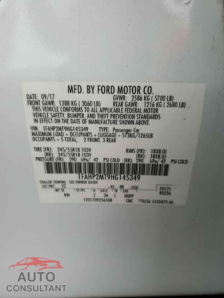 FORD TAURUS 2017 - 1FAHP2MT9HG145349