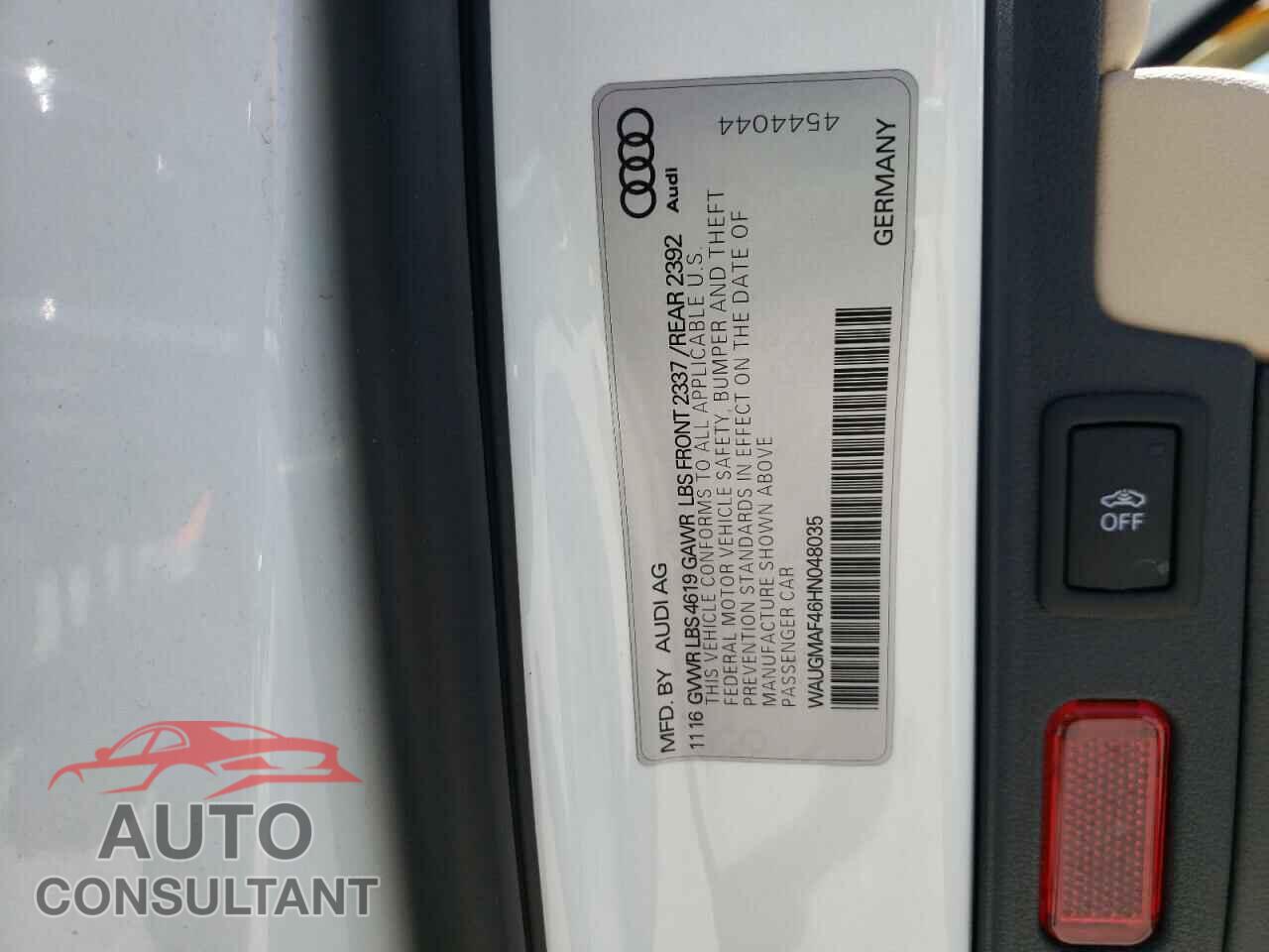 AUDI A4 2017 - WAUGMAF46HN048035
