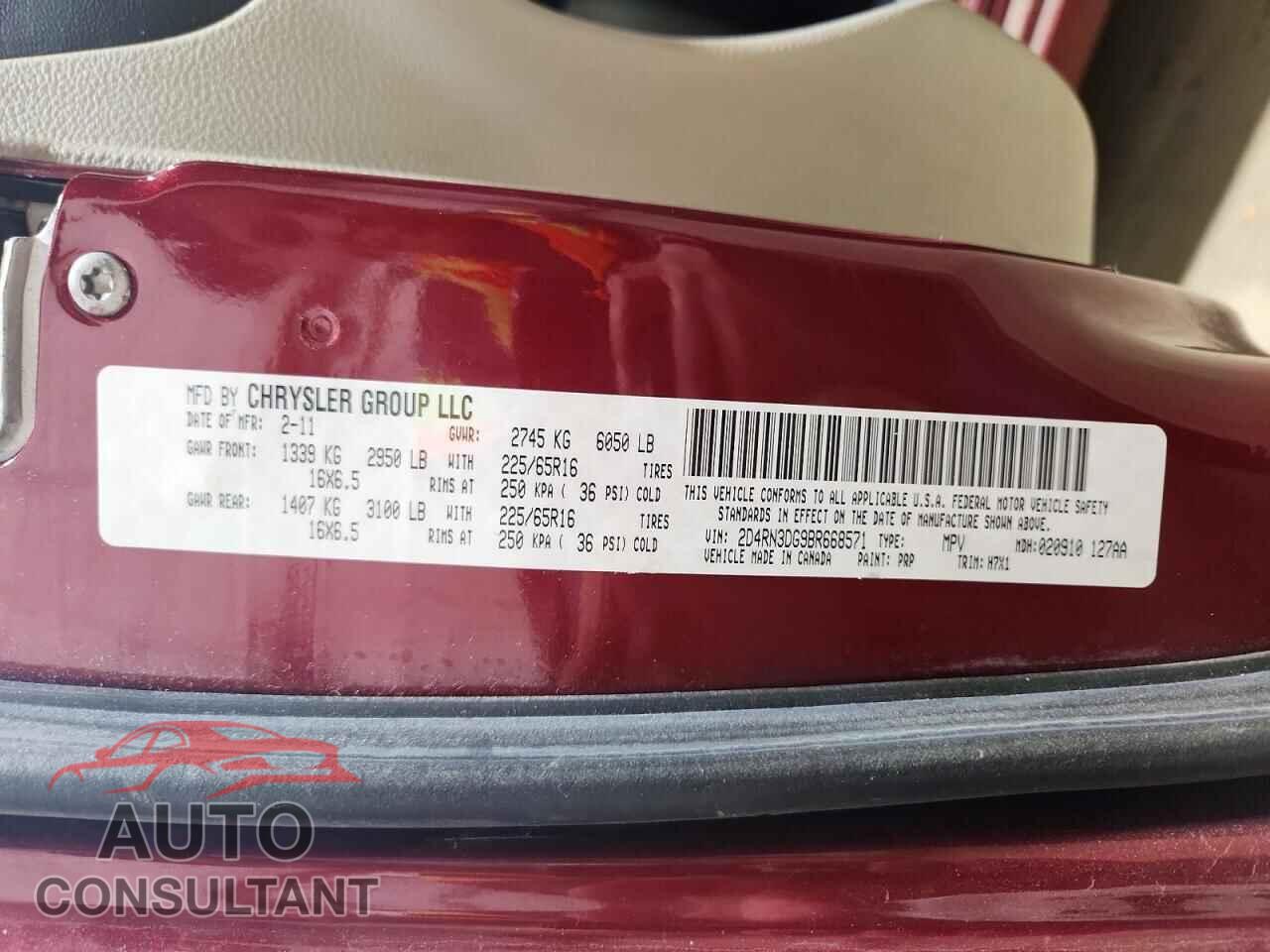 DODGE CARAVAN 2011 - 2D4RN3DG9BR668571