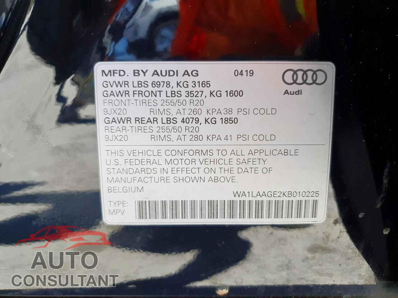 AUDI E-TRON 2019 - WA1LAAGE2KB010225