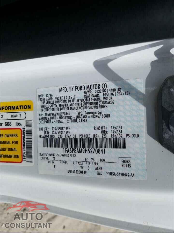 FORD MUSTANG 2017 - 1FA6P8AM9H5270841