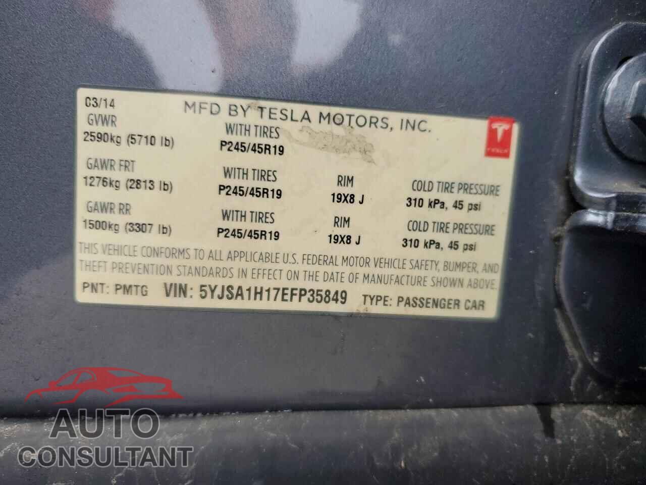 TESLA MODEL S 2014 - 5YJSA1H17EFP35849