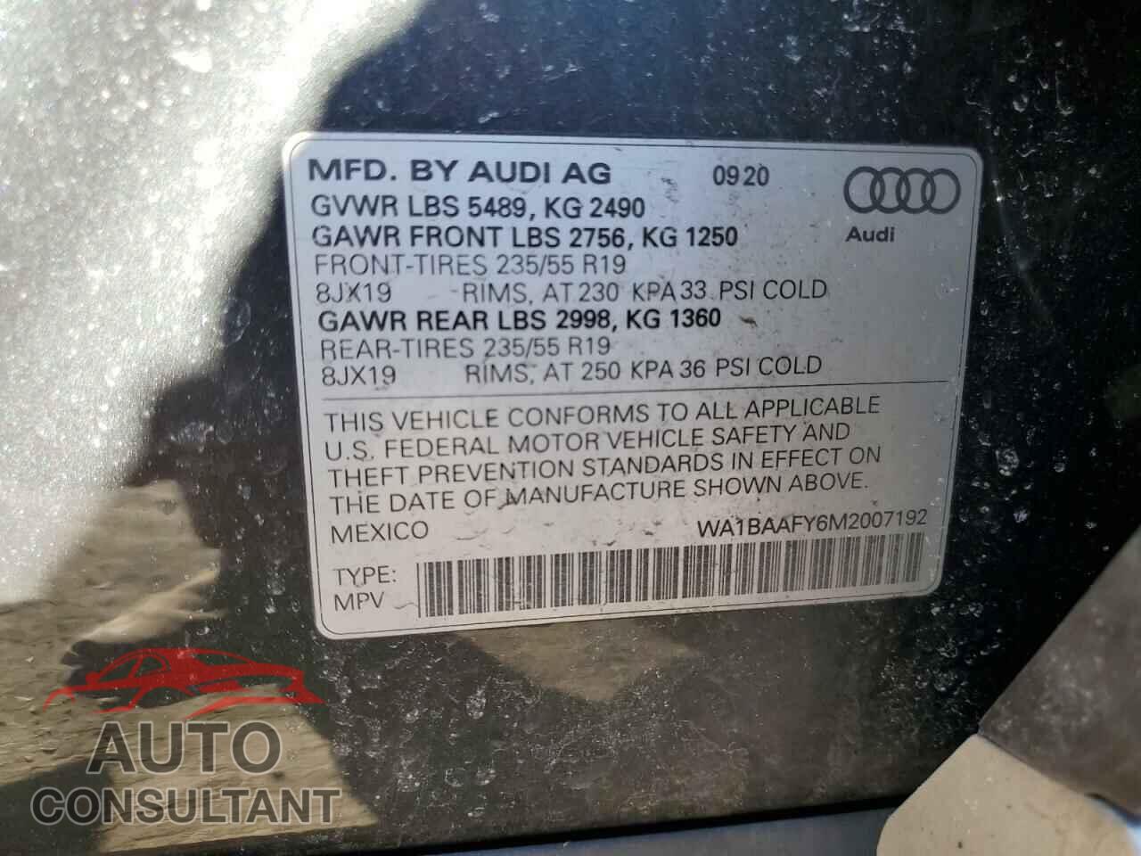 AUDI Q5 2021 - WA1BAAFY6M2007192