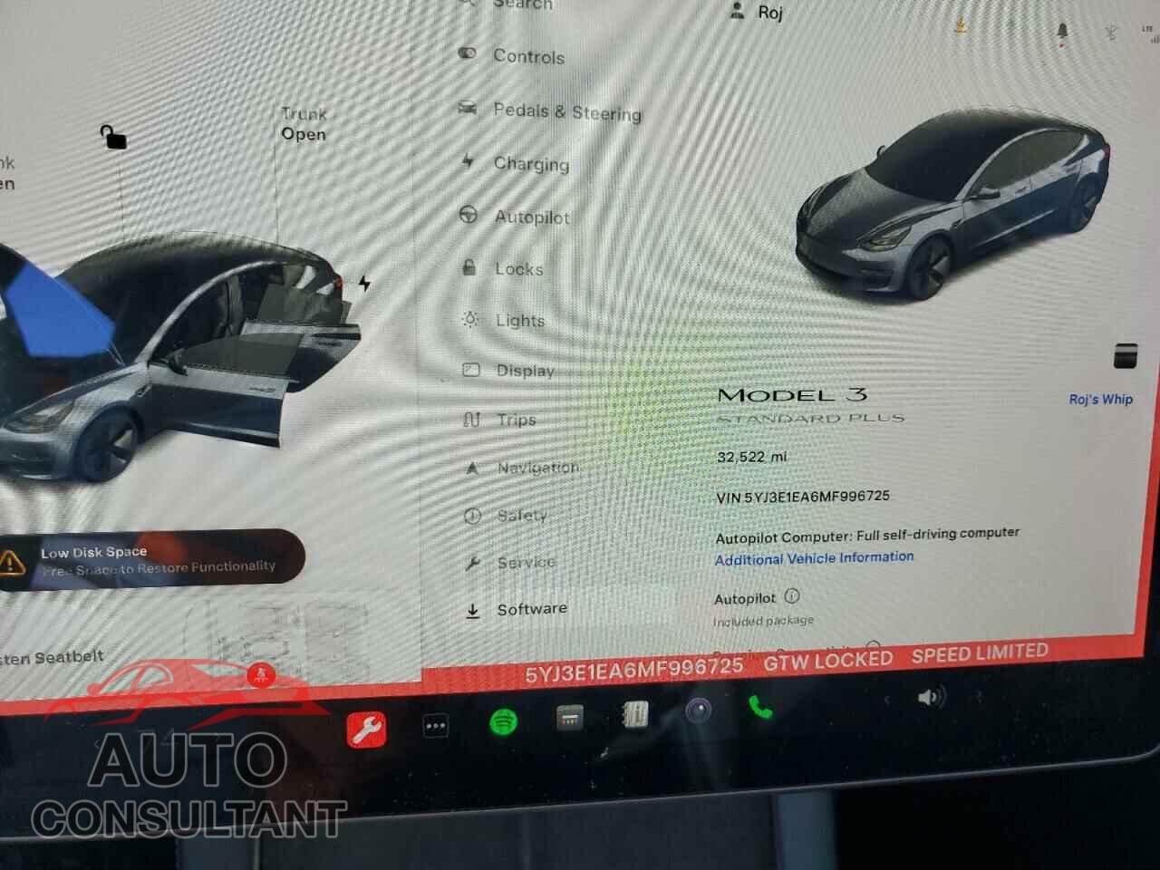 TESLA MODEL 3 2021 - 5YJ3E1EA6MF996725