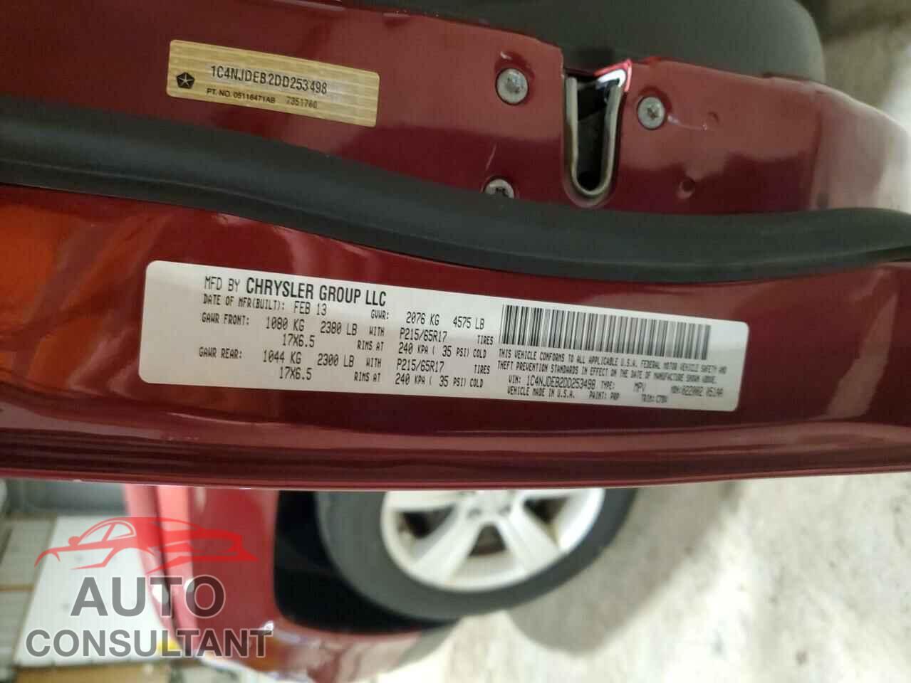 JEEP COMPASS 2013 - 1C4NJDEB2DD253498