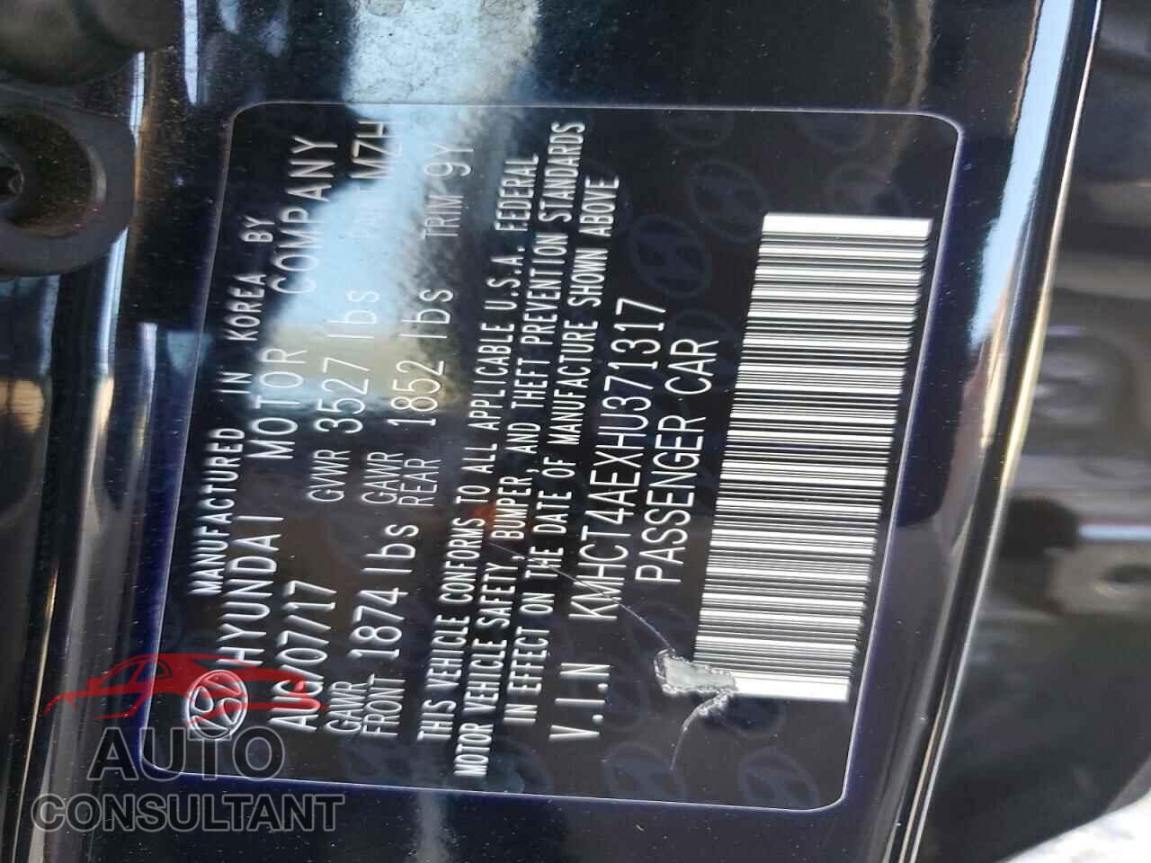 HYUNDAI ACCENT 2017 - KMHCT4AEXHU371317
