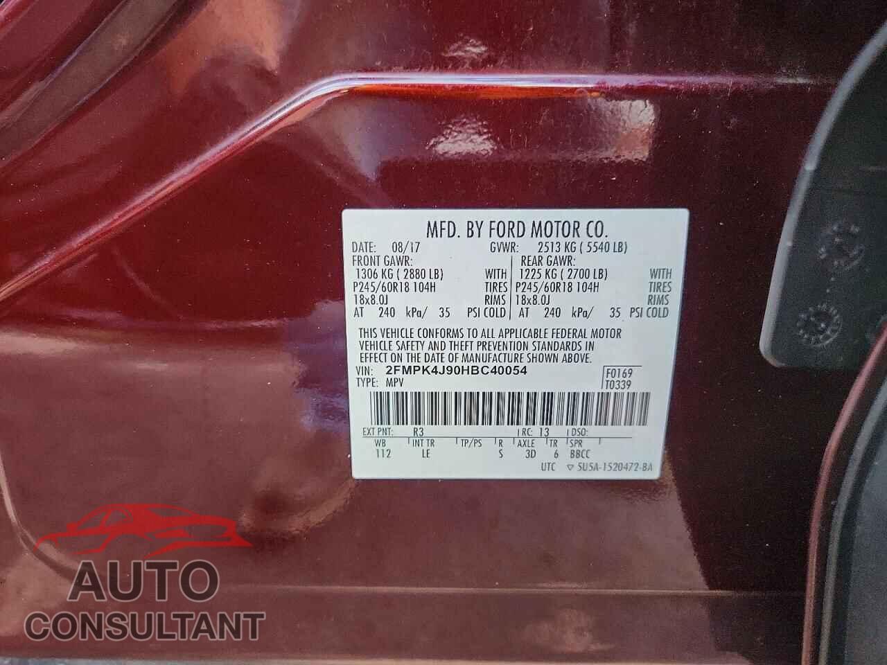 FORD EDGE 2017 - 2FMPK4J90HBC40054