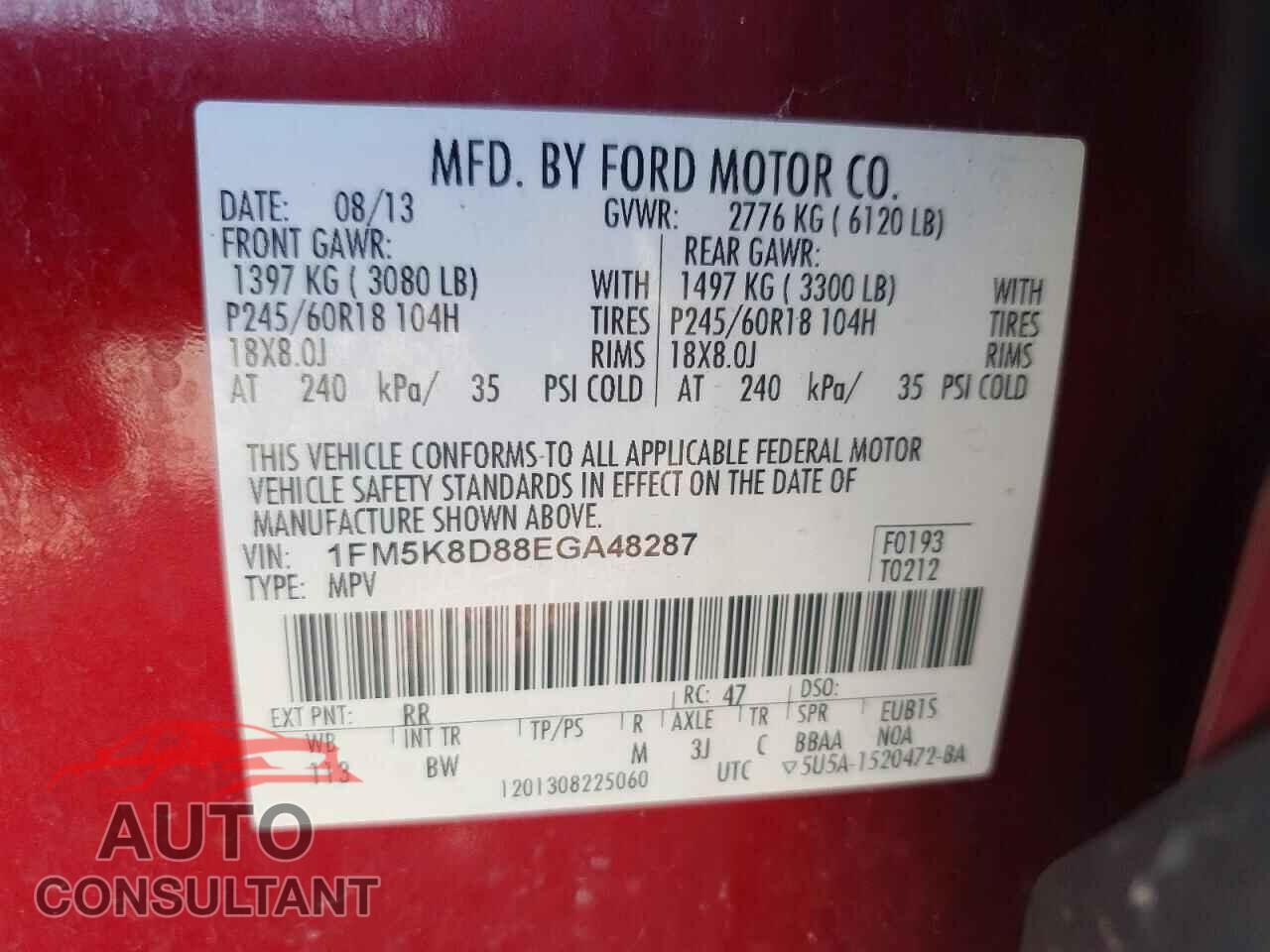 FORD EXPLORER 2014 - 1FM5K8D88EGA48287