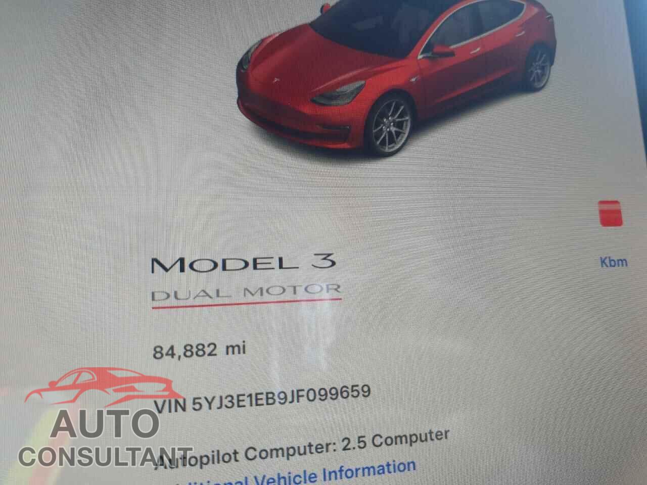 TESLA MODEL 3 2018 - 5YJ3E1EB9JF099659