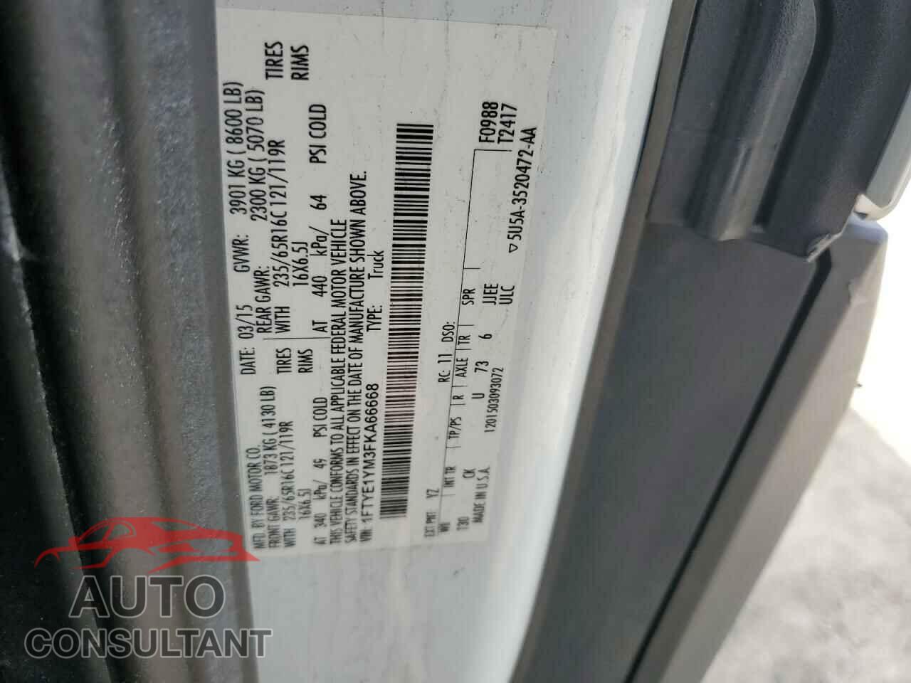 FORD TRANSIT 2015 - 1FTYE1YM3FKA66668
