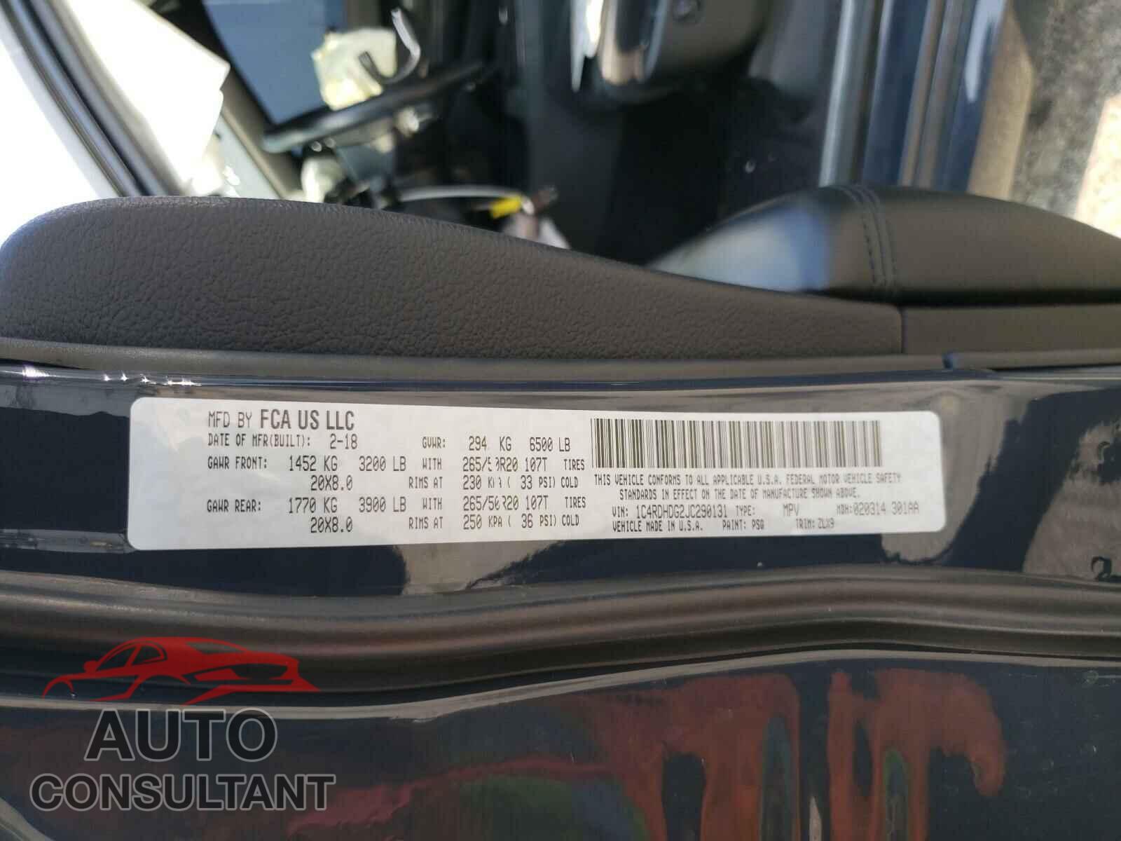 DODGE DURANGO 2018 - 1C4RDHDG2JC290131