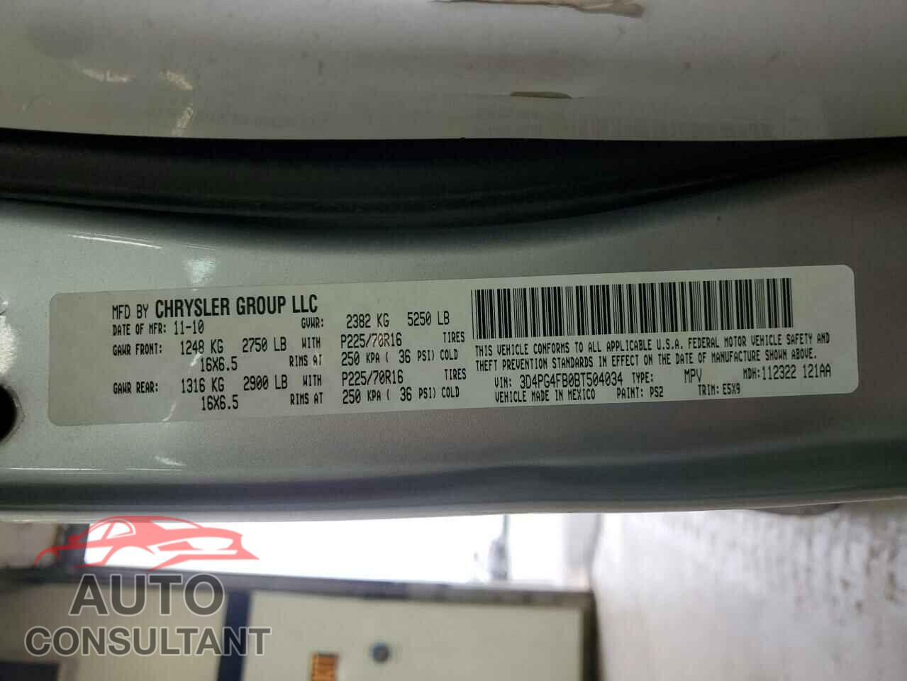 DODGE JOURNEY 2011 - 3D4PG4FB0BT504034