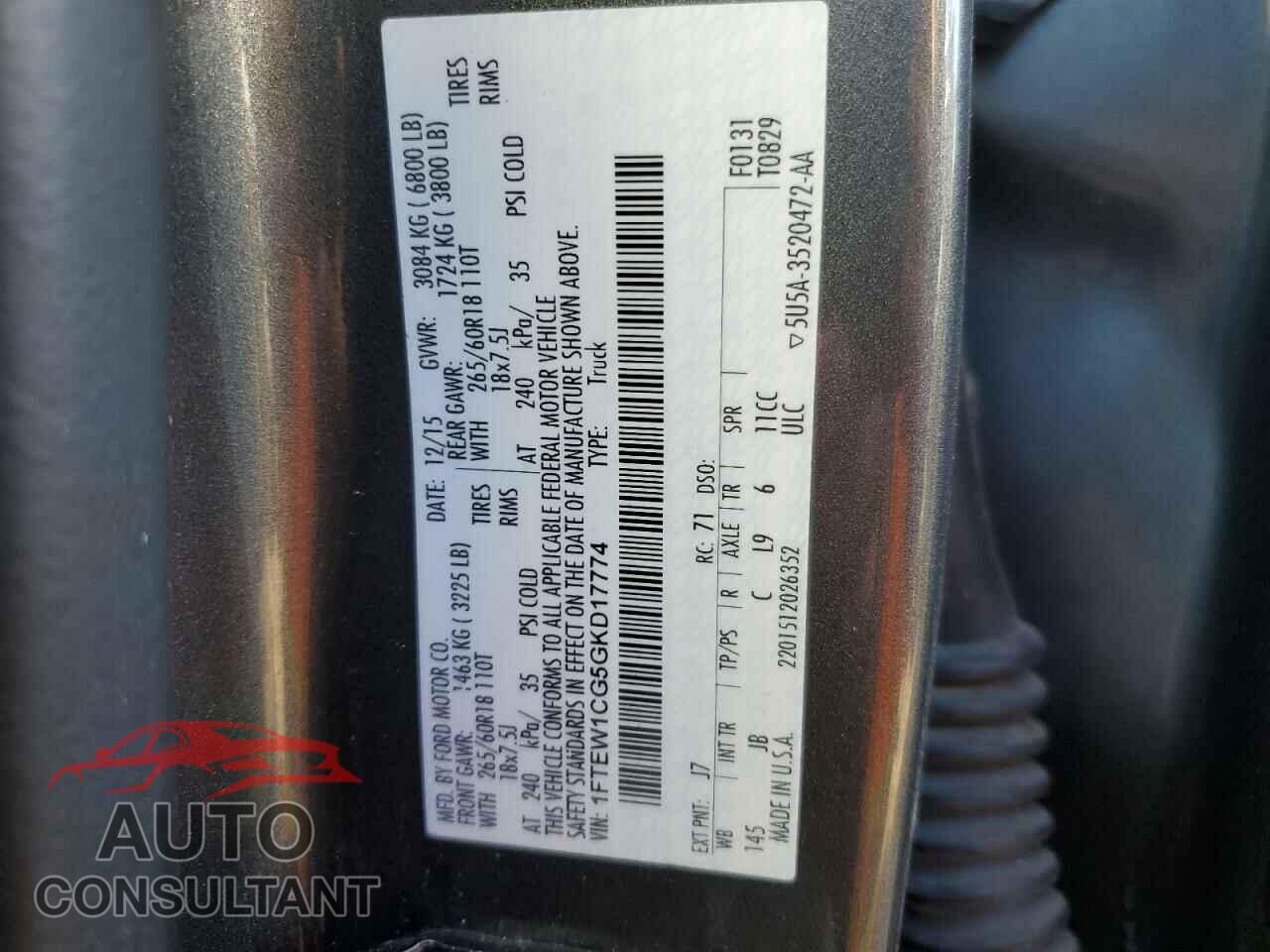 FORD F-150 2016 - 1FTEW1CG5GKD17774